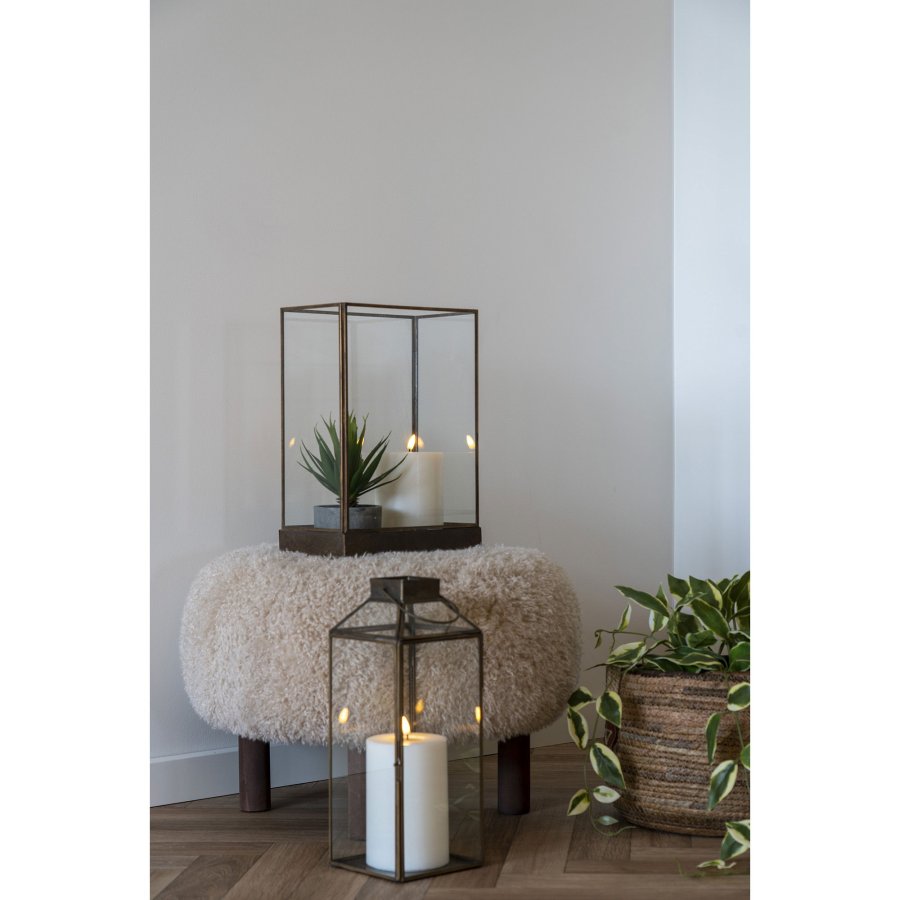 HOUSE NORDIC Mysore lykt, med hndtak - glass og metall i antikk messinglook