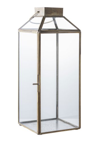 HOUSE NORDIC Mysore lykt, med hndtak - glass og metall i antikk messinglook