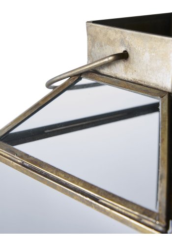 HOUSE NORDIC Mysore lykt, med hndtak - glass og metall i antikk messinglook
