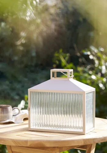 HOUSE NORDIC Lucca Lantern - Lantern, metall/glass, beige/gr