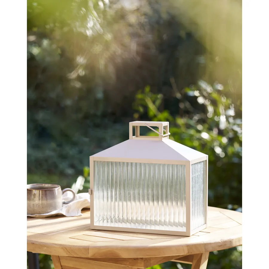 HOUSE NORDIC Lucca Lantern - Lantern, metall/glass, beige/gr