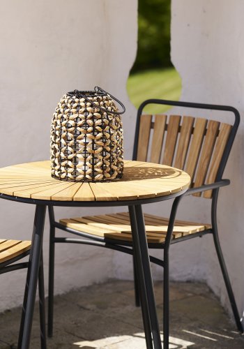 HOUSE NORDIC�Pinto lanterne, m. hank - glas, natur PE og sort vandhyacint