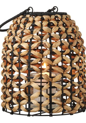 HOUSE NORDIC�Pinto lanterne, m. hank - glas, natur PE og sort vandhyacint