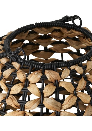 HOUSE NORDIC�Pinto lanterne, m. hank - glas, natur PE og sort vandhyacint