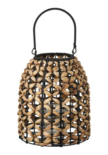 HOUSE NORDIC�Pinto lanterne, m. hank - glas, natur PE og sort vandhyacint