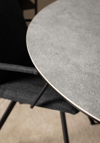 ACT NORDIC Heaven Esstisch, rund – graue Keramik und schwarzer Stahl (119)