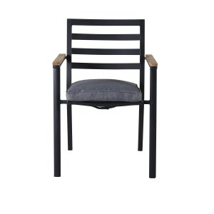 VENTURE DESIGN Brasilia havestol, m. armln og mrkegr hynde - natur teaktr og sort aluminium