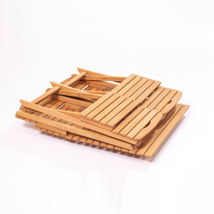 NORDVÄRK My004 hagesett med 1 hagebord og 4 hagestoler, sammenleggbare - naturlig bketre