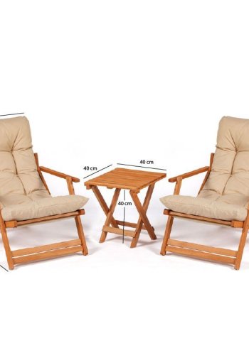 NORDVRK MY007 Hagebord og stolsett (3 stk), brunCream
