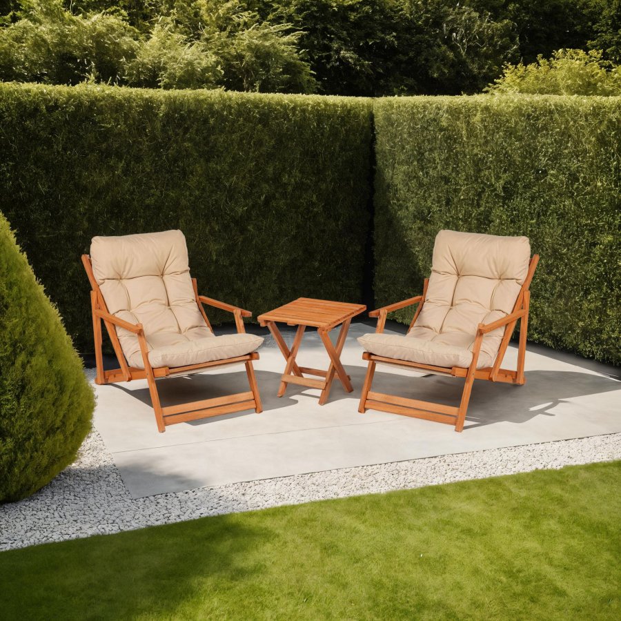 NORDVRK MY007 Hagebord og stolsett (3 stk), brunCream