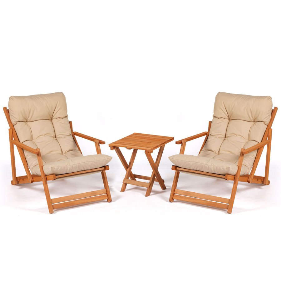 NORDVRK MY007 Hagebord og stolsett (3 stk), brunCream