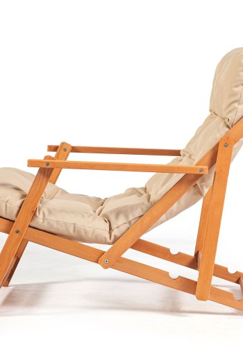 NORDVRK My008 utendrs solstol, m. kremfarget pute, armlener, justerbar ryggsttte - naturlig bketre