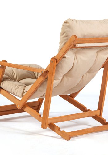 NORDVRK My008 utendrs solstol, m. kremfarget pute, armlener, justerbar ryggsttte - naturlig bketre