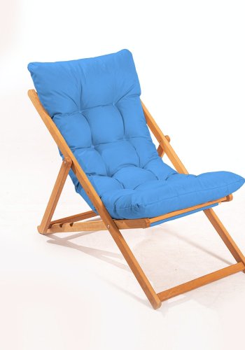 NORDVRK My006 utendrs solstol, m. bl pute, justerbar ryggsttte - naturlig bketre