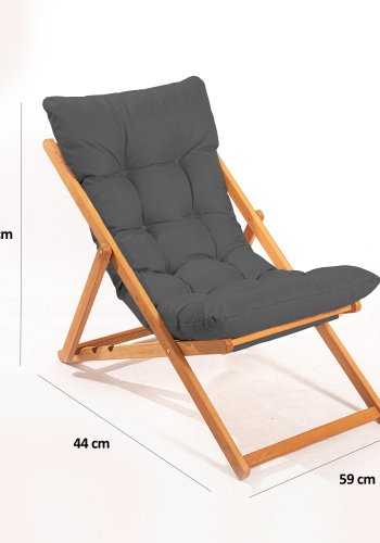 NORDVRK My006 utendrs solstol, m. gr pute, justerbar ryggsttte - naturlig bketre