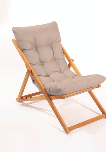 NORDVRK My006 utendrs solstol, m. brun pute, justerbar ryggsttte - naturlig bketre