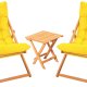 NORDVRK My005 loungesett med 1 hagebord og 2 solstoler - gul pute og naturlig bketre