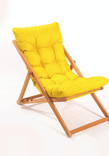 NORDVRK My005 loungesett med 1 hagebord og 2 solstoler - gul pute og naturlig bketre