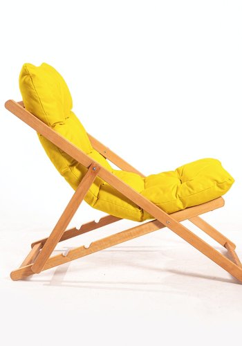 NORDVRK My005 loungesett med 1 hagebord og 2 solstoler - gul pute og naturlig bketre