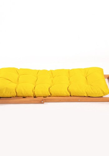 NORDVRK My005 loungesett med 1 hagebord og 2 solstoler - gul pute og naturlig bketre