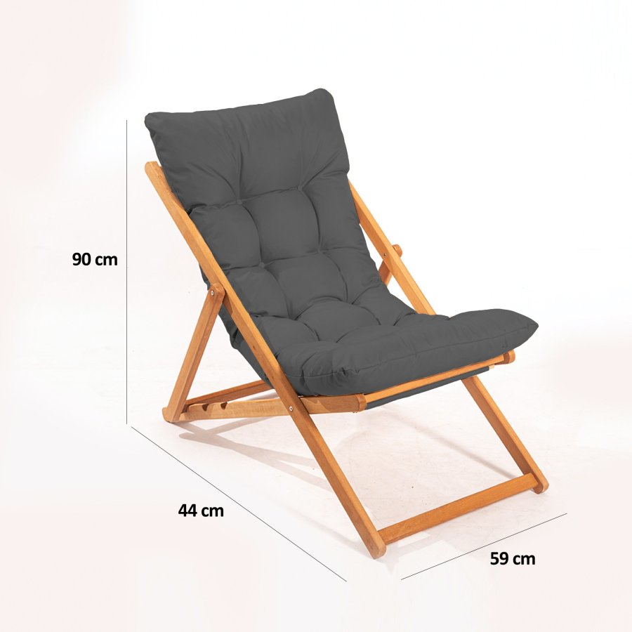 NORDVRK My005 loungesett med 1 hagebord og 2 solstoler - gr pute og naturlig bketre