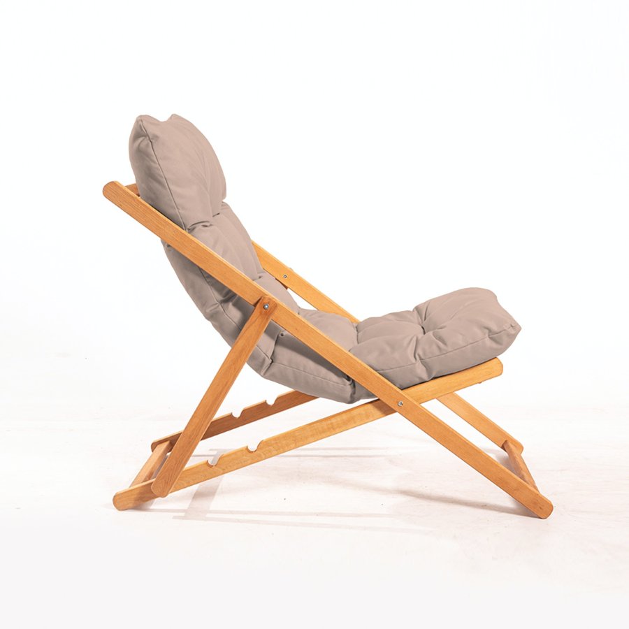 NORDVRK My005 loungesett med 1 hagebord og 2 solstoler - brun pute og naturlig bketre