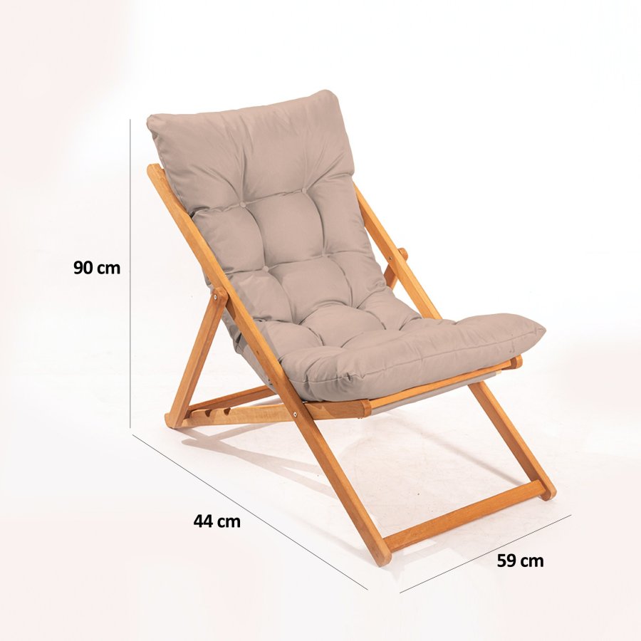 NORDVRK My005 loungesett med 1 hagebord og 2 solstoler - brun pute og naturlig bketre