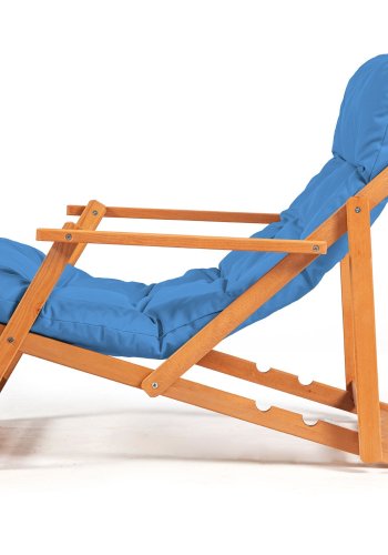 NORDVRK My008 utendrs solstol, m. bl pute, armlener, justerbar ryggsttte - naturlig bketre