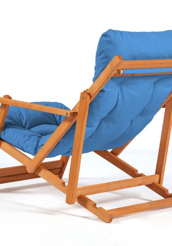 NORDVRK My008 utendrs solstol, m. bl pute, armlener, justerbar ryggsttte - naturlig bketre