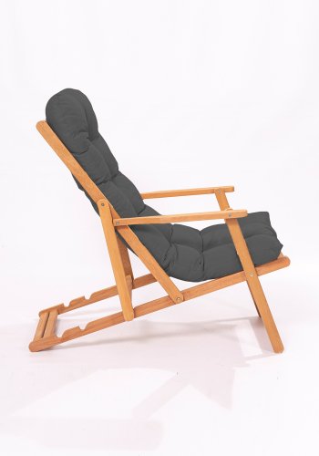 NORDVRK My008 utendrs solstol, m. gr pute, armlener, justerbar ryggsttte - naturlig bketre