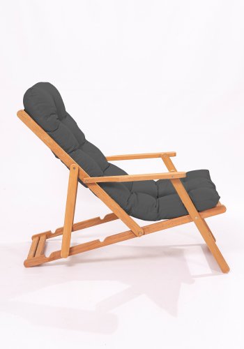 NORDVRK My008 utendrs solstol, m. gr pute, armlener, justerbar ryggsttte - naturlig bketre