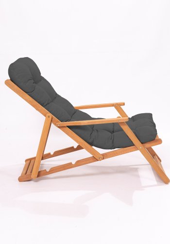 NORDVRK My008 utendrs solstol, m. gr pute, armlener, justerbar ryggsttte - naturlig bketre