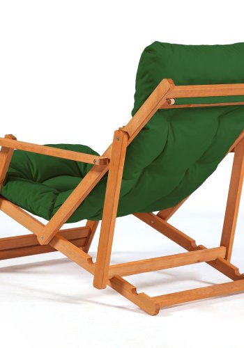 NORDVRK My008 utendrs solstol, m. grnn pute, armlener, justerbar ryggsttte - naturlig bketre