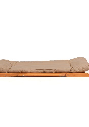 NORDV�RK My008 Outdoor-Liegestuhl, mit braunem Kissen, Armlehnen, verstellbarer R�ckenlehne � Buchenholz natur