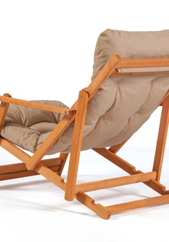 NORDVRK My008 utendrs solstol, m. brun pute, armlener, justerbar ryggsttte - naturlig bketre