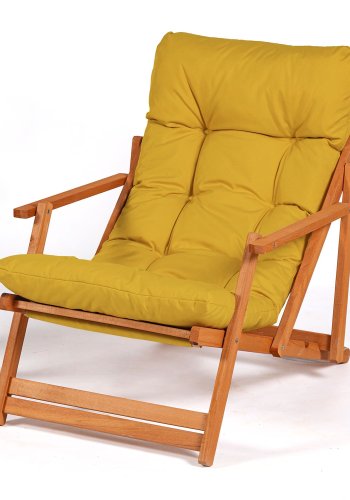 NORDVRK MY007 salongsett, m. 2 hagestoler, 1 hagebord og gule puter - naturlig bketre