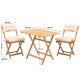 NORDVÄRK My003A hagesett m. 1 hagebord og 2 hagestoler, sammenleggbare - kremfargede puter og naturlig bketre