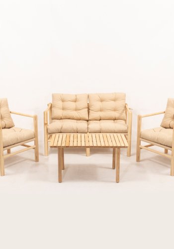 NORDVRK My028 Hagebord og stolsett (4 deler), naturlig kremfarget