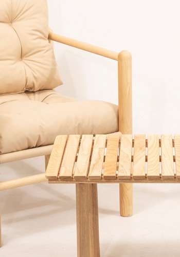 NORDVRK My028 Hagebord og stolsett (4 deler), naturlig kremfarget