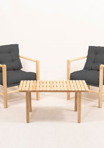 NORDVRK MYG02 - Antrasitt hagebord og stolsett (3 deler), antrasitt