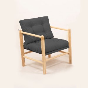NORDVÄRK MYG03 udendrs loungestol, m. armln - antracitgr hynde og natur kastanjetr