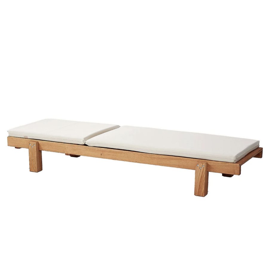 NORDVÄRK MYA01 utendrs solseng, m. kremfarget pute - naturlig tre (180x59)