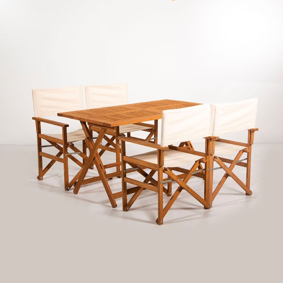 NORDVRK MYR01 Hagebord og stolsett (5 deler), kremfarget