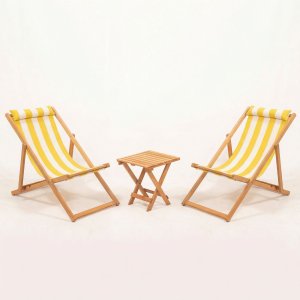 NORDV�RK Myn03 - Gult tr�dg�rdsbord och stolsset (3 delar)