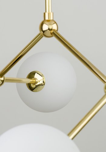 TK Fairy loftlampe, m. 4 skjermer - hvitt glass og gullmetall