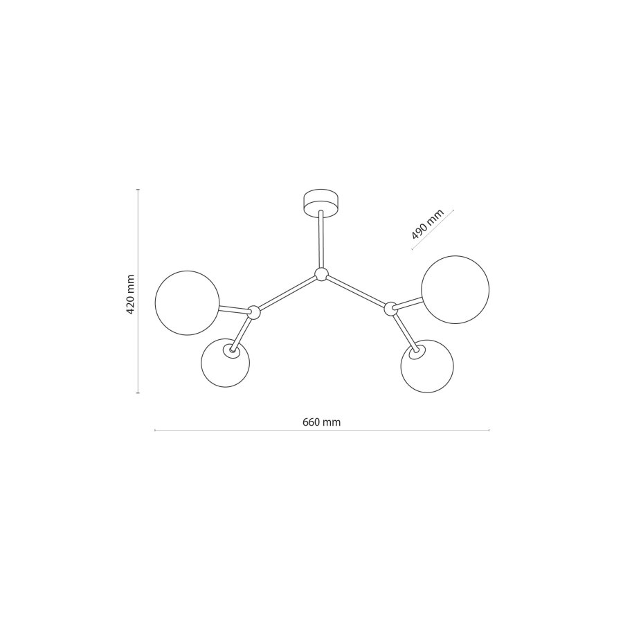 TK Fairy loftlampe, m. 4 skjermer - hvitt glass og gullmetall