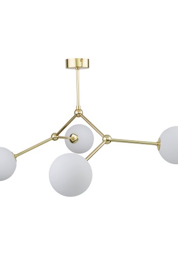 TK Fairy loftlampe, m. 4 skjermer - hvitt glass og gullmetall