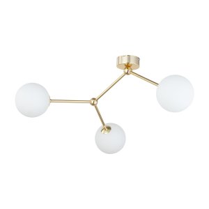 TK Fairy loftlampe, m. 3 skrme - hvid glas og guld metal