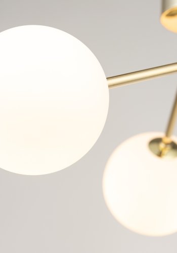 TK Fairy loftlampe, m. 3 skjermer - hvitt glass og gullmetall