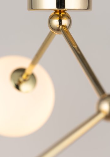 TK Fairy loftlampe, m. 3 skjermer - hvitt glass og gullmetall